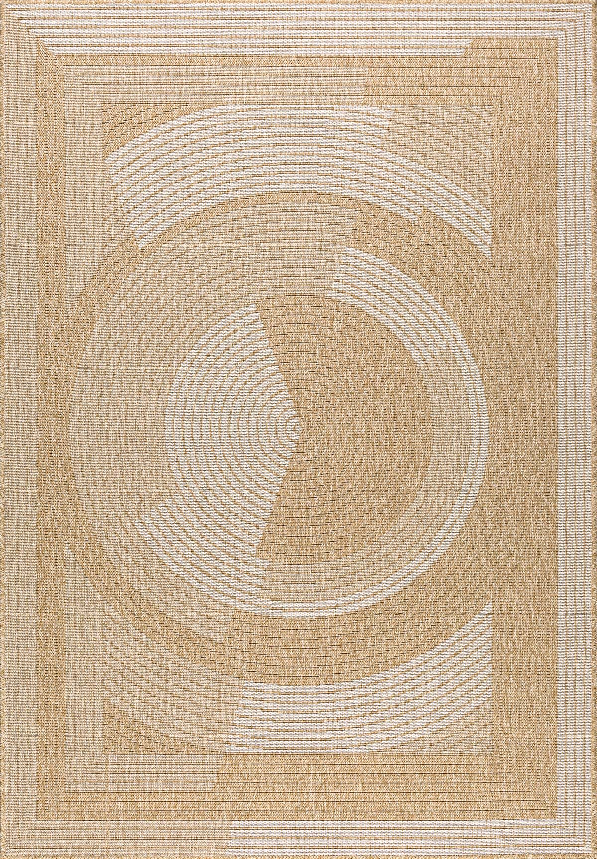 Tapis Japandi intérieur extérieur effet jute motif abstrait blanc 160x230 – NATURE