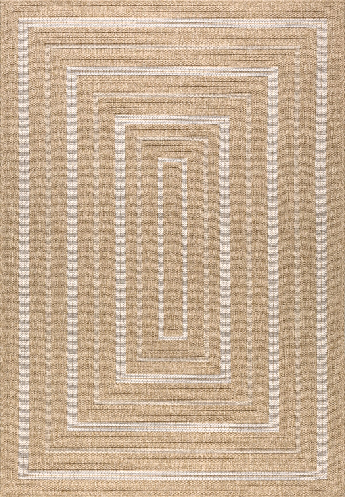 Tapis Intérieur Extérieur Japandi effet jute motif rectangulaire blanc 120x170 - NATURE