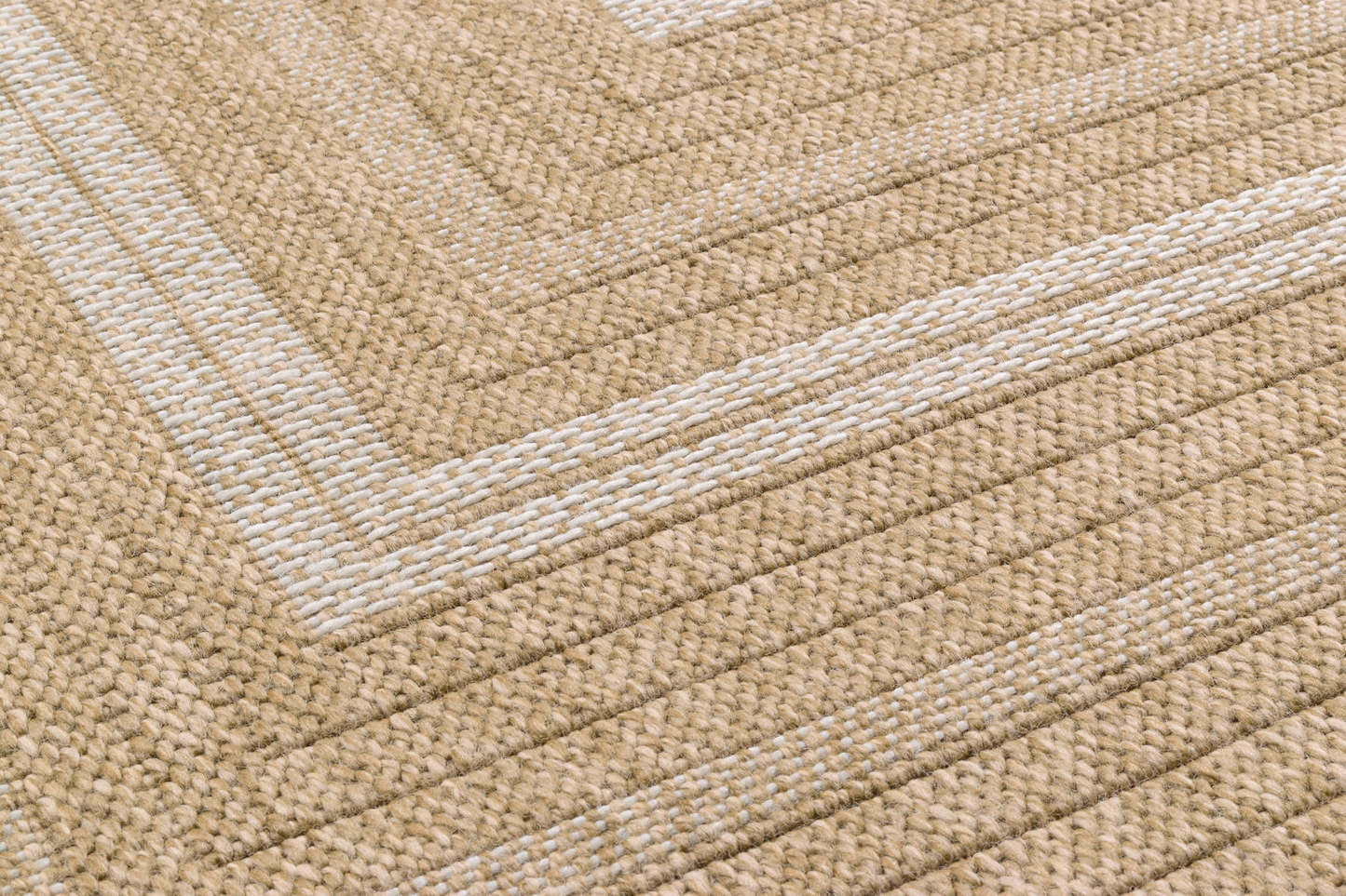Tapis Intérieur Extérieur Japandi effet jute motif rectangulaire blanc 120x170 - NATURE