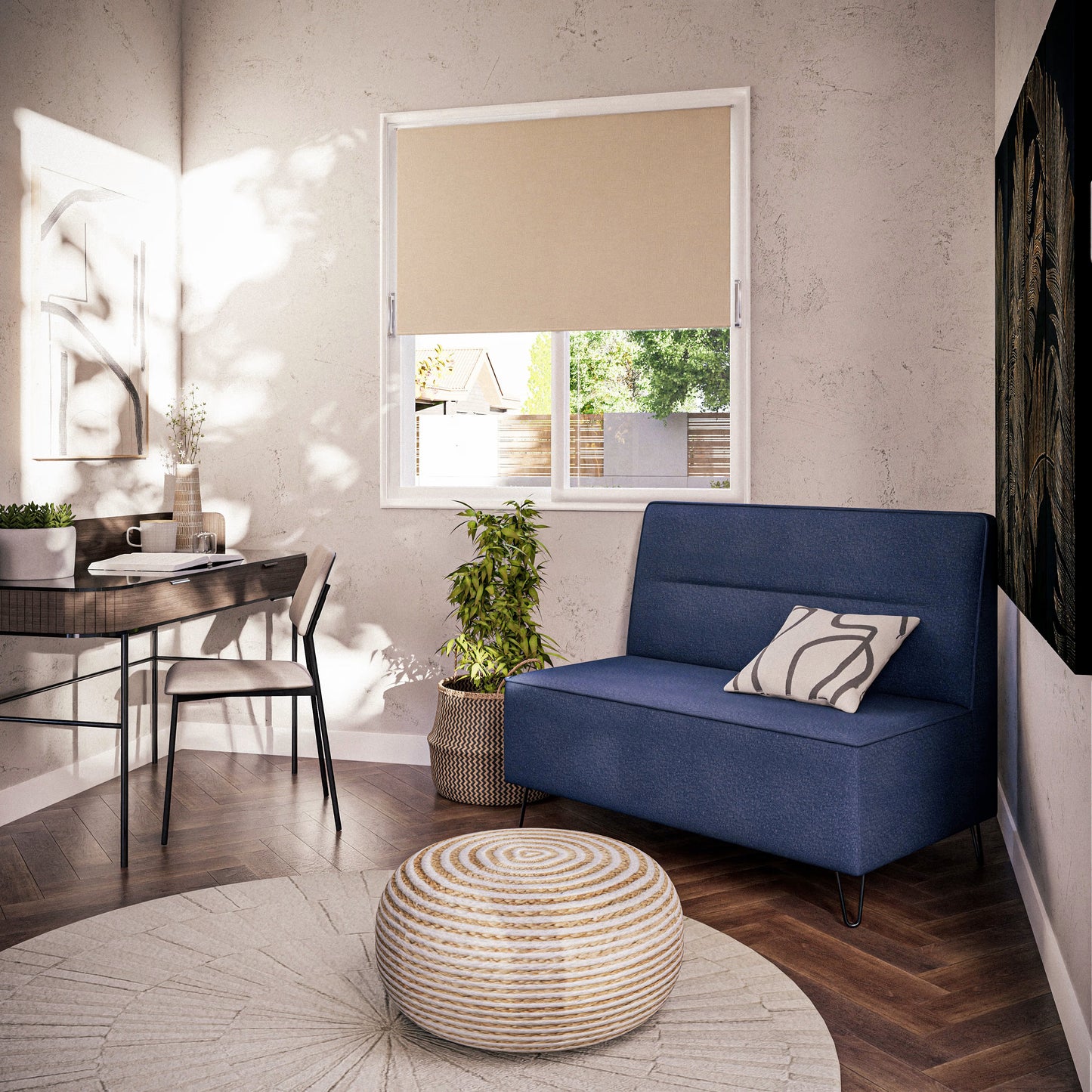 Tapis Japandi rond laine coton blanc D180 - ROND