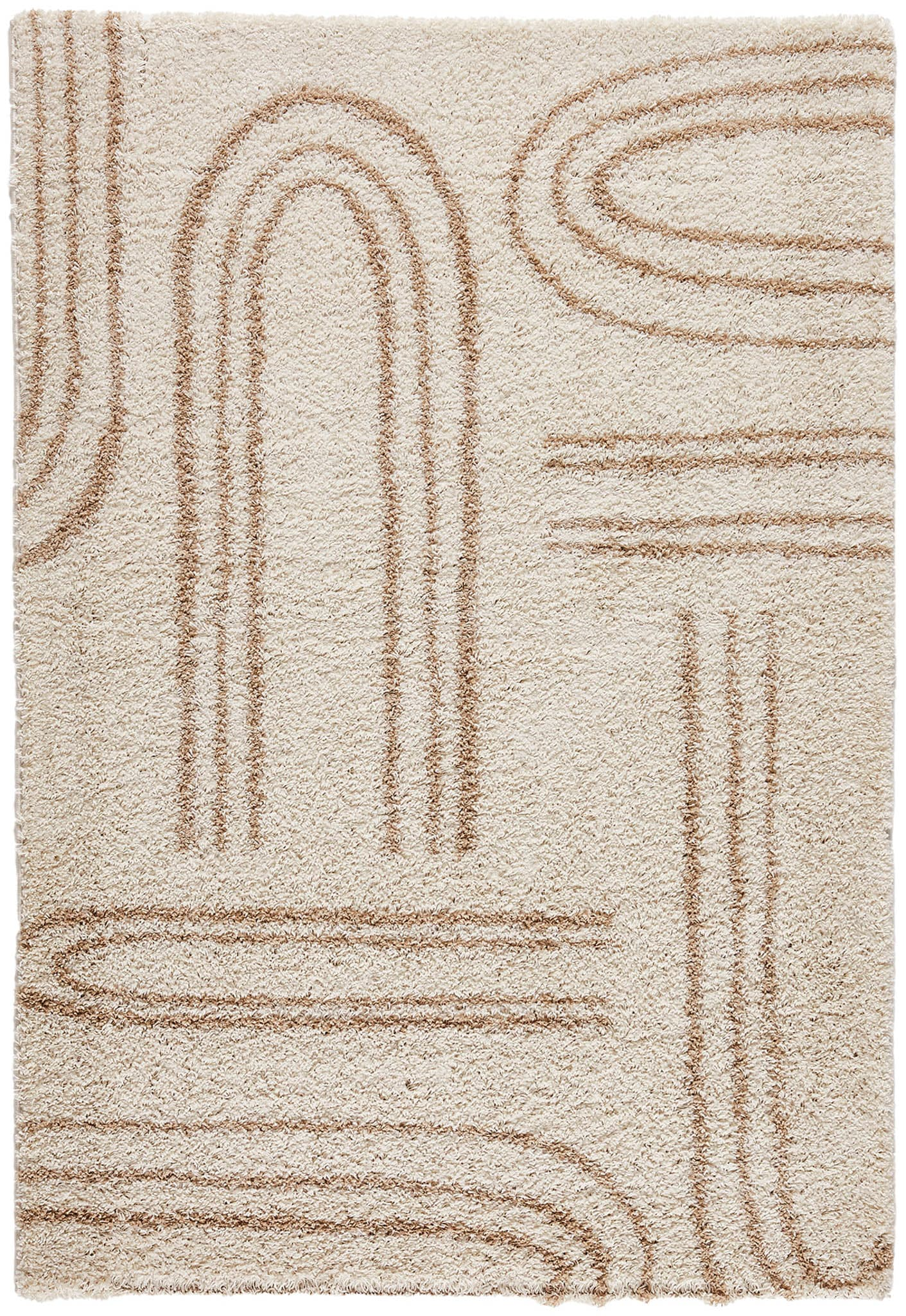 Tapis shaggy Japandi à motif graphique beige 120x160 cm – Olympe