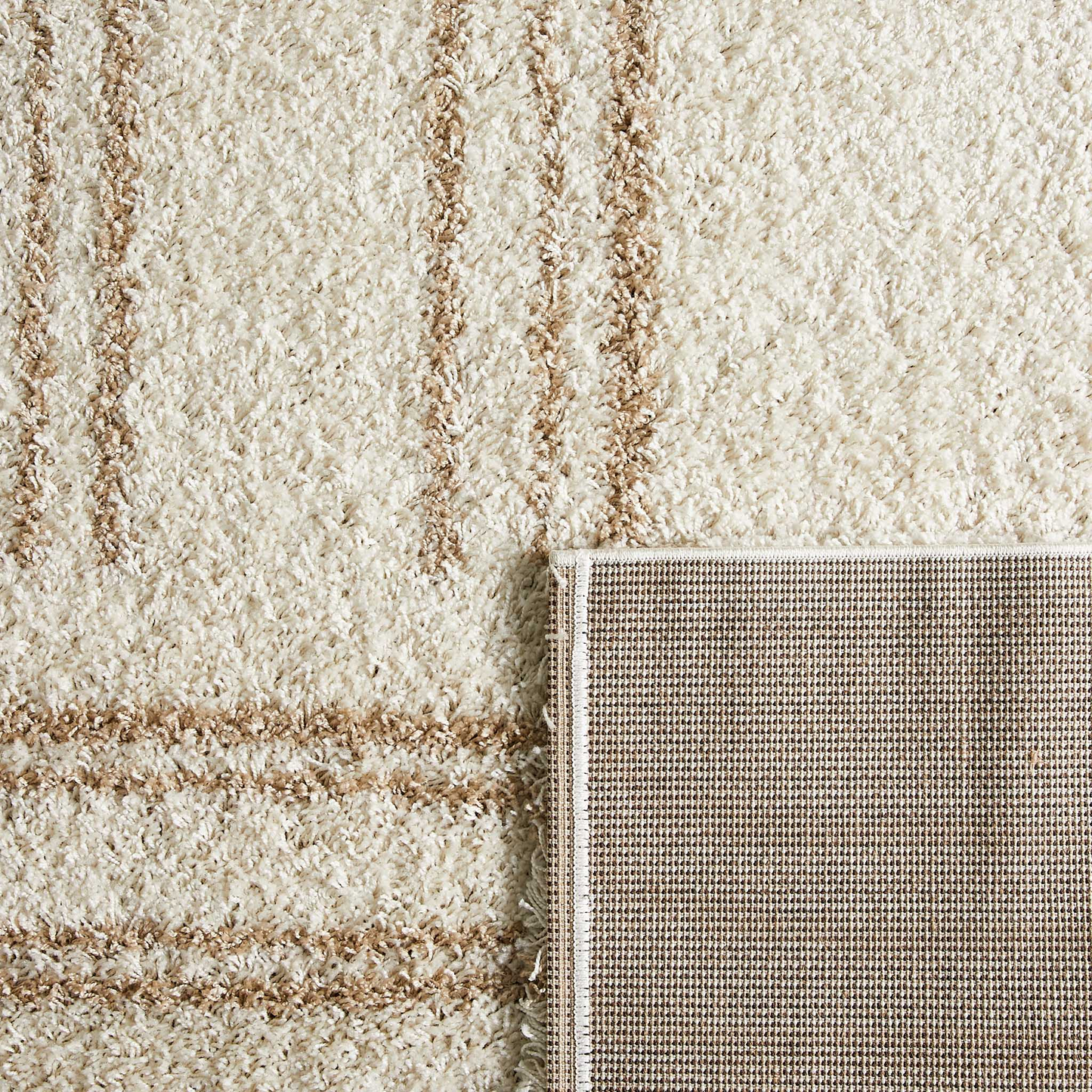 Tapis shaggy Japandi à motif graphique beige 120x160 cm – Olympe