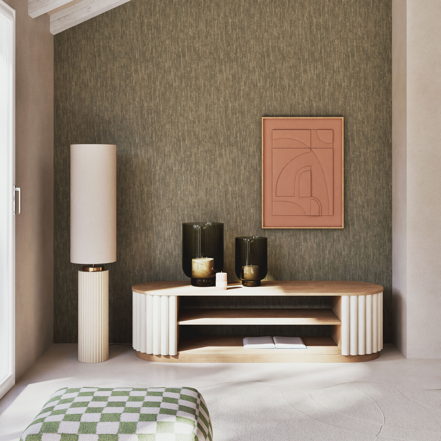 Toile Abstraite Japandi en Relief Terracotta 55x75 – ELTON