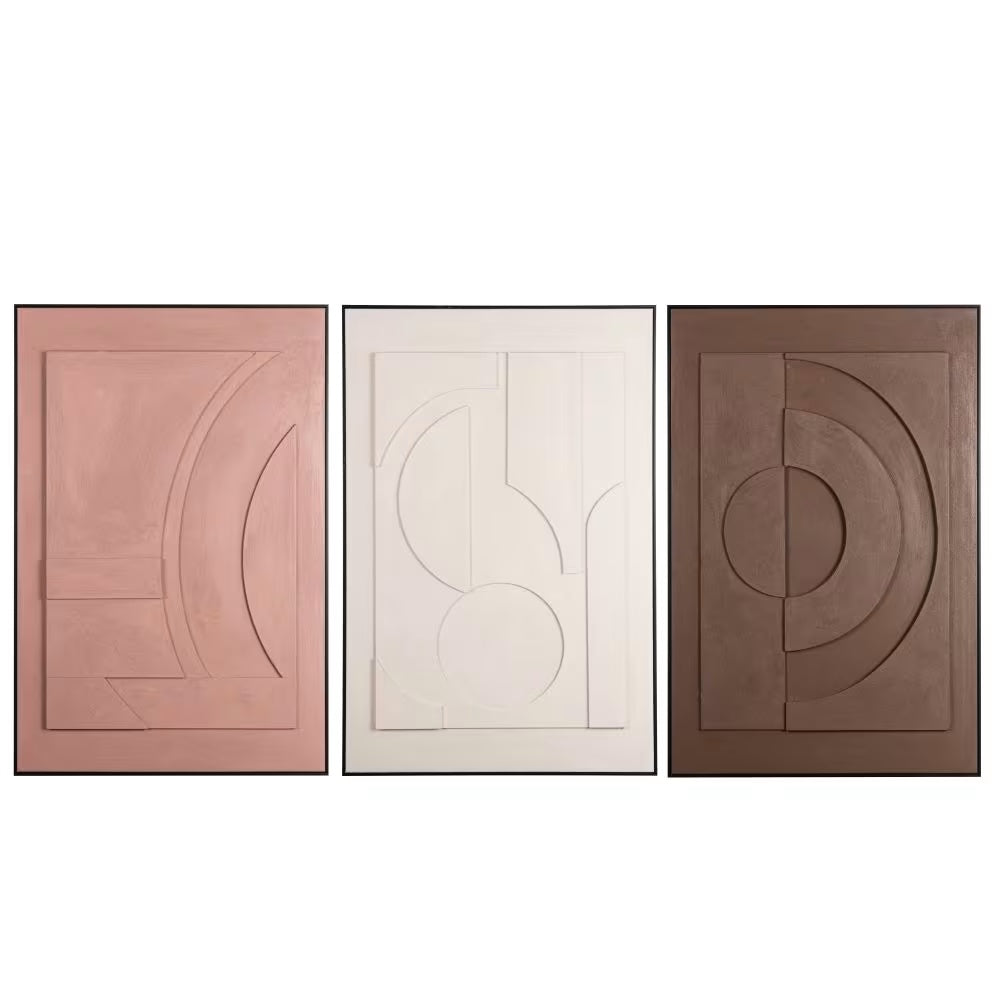 Tableaux Japandi peints marron et beige x3 60x90 – SOMIOS