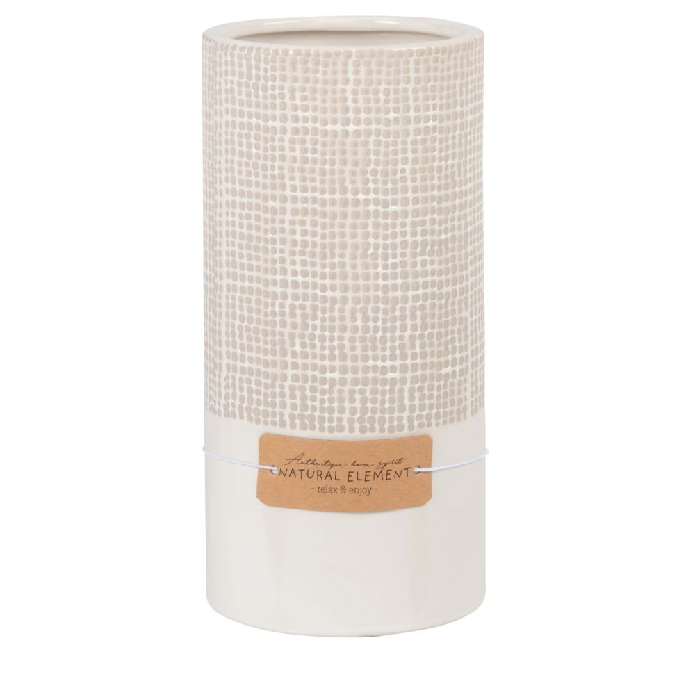 Vase en grès beige Japandi à motifs H21 – Natural Element