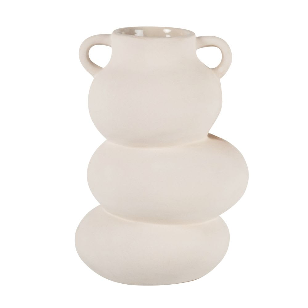 Vase en grès Japandi H22 – Beige