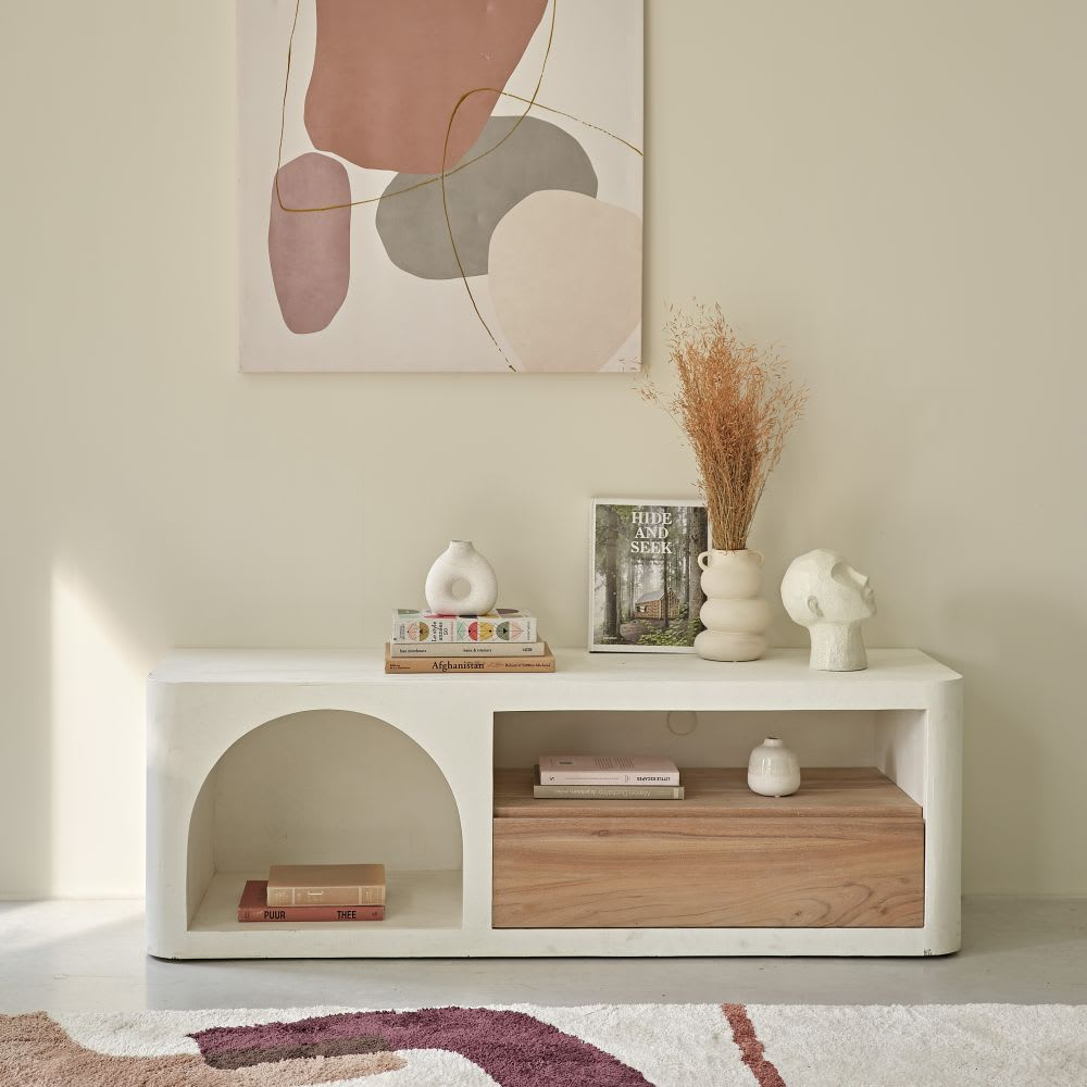 Vase en grès Japandi H22 – Beige