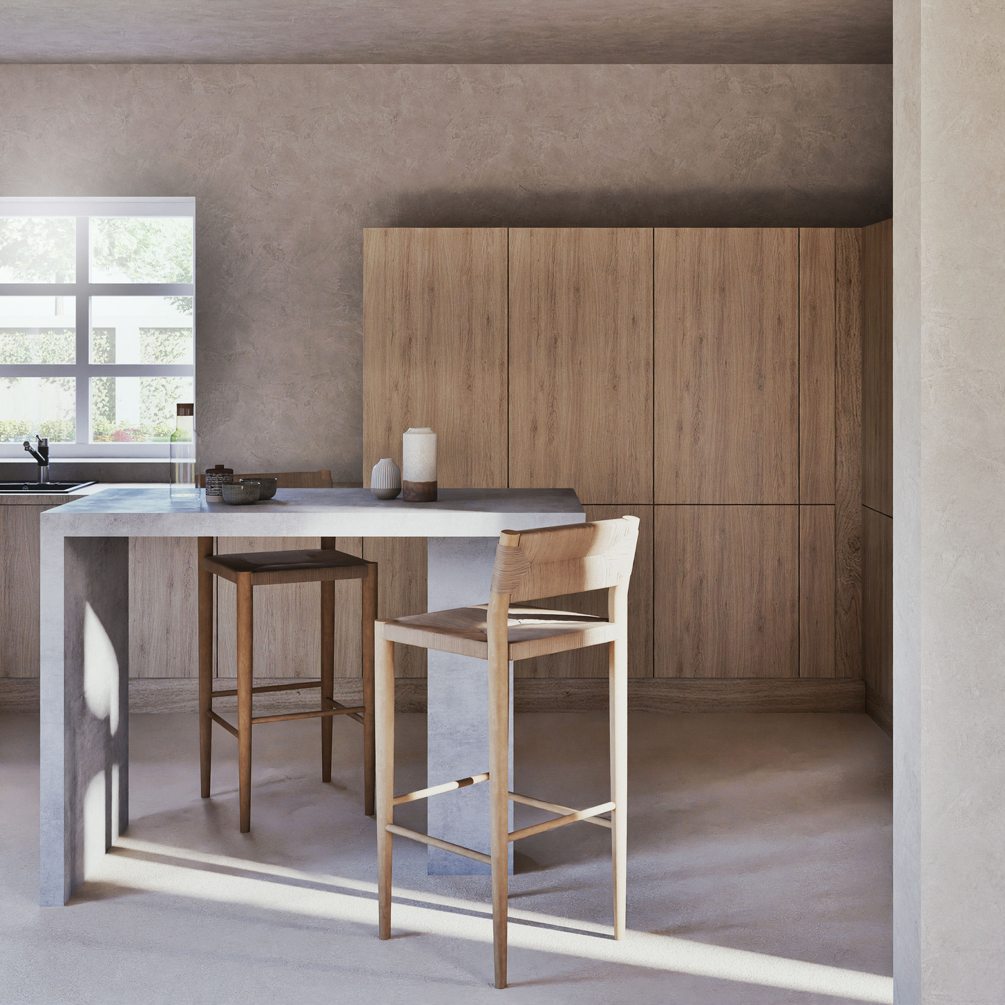 Vase en Grès Japandi blanc strié beige H12 – YVON
