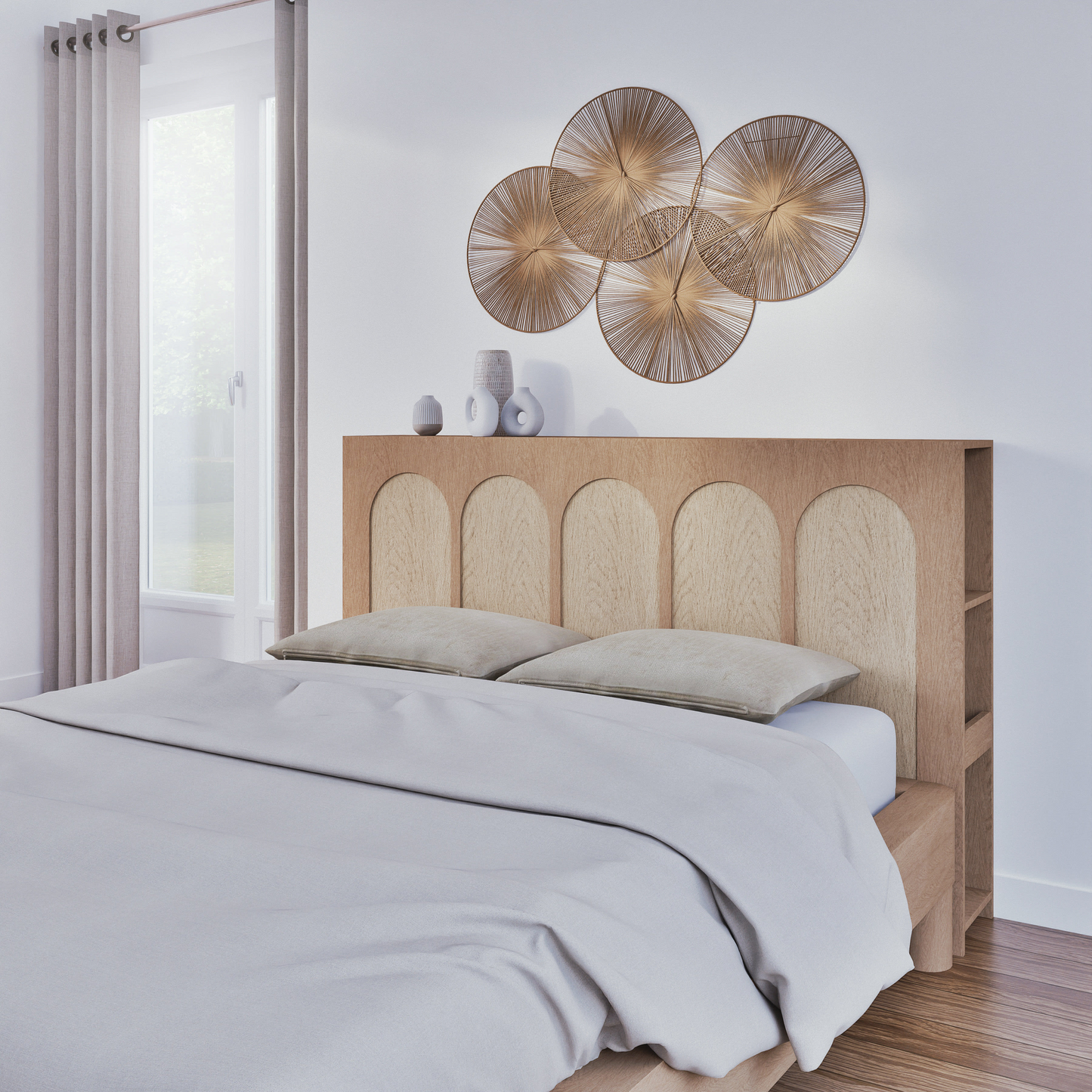 Vase en Grès Japandi blanc strié beige H12 – YVON