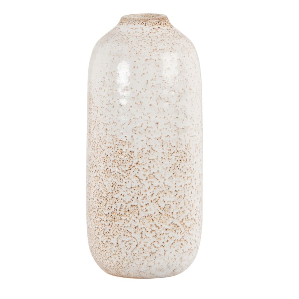 Vase Japandi en grès écru moucheté H19 - FLOYEN