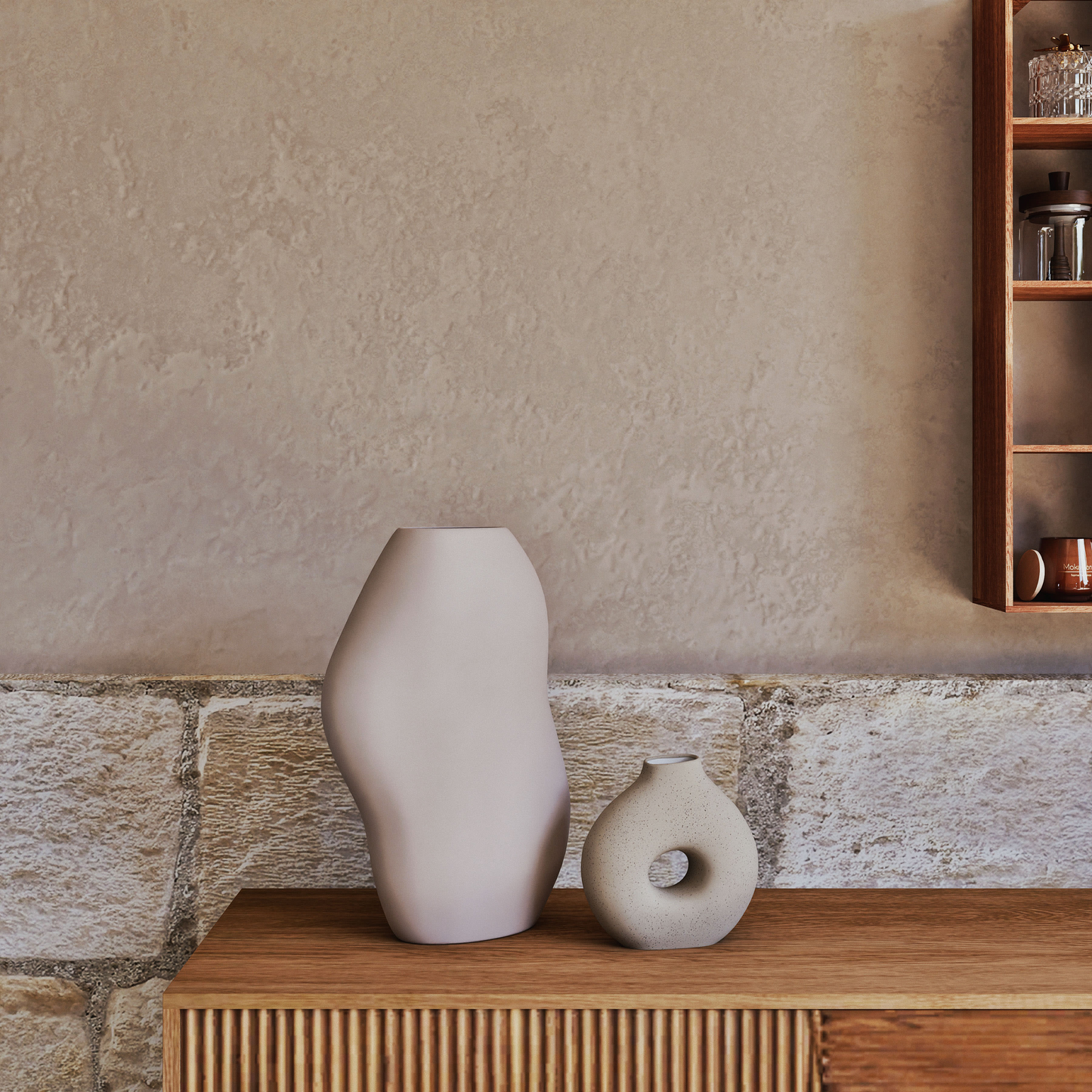 Vase Japandi en grès gris H19 – Vase en grès gris H19