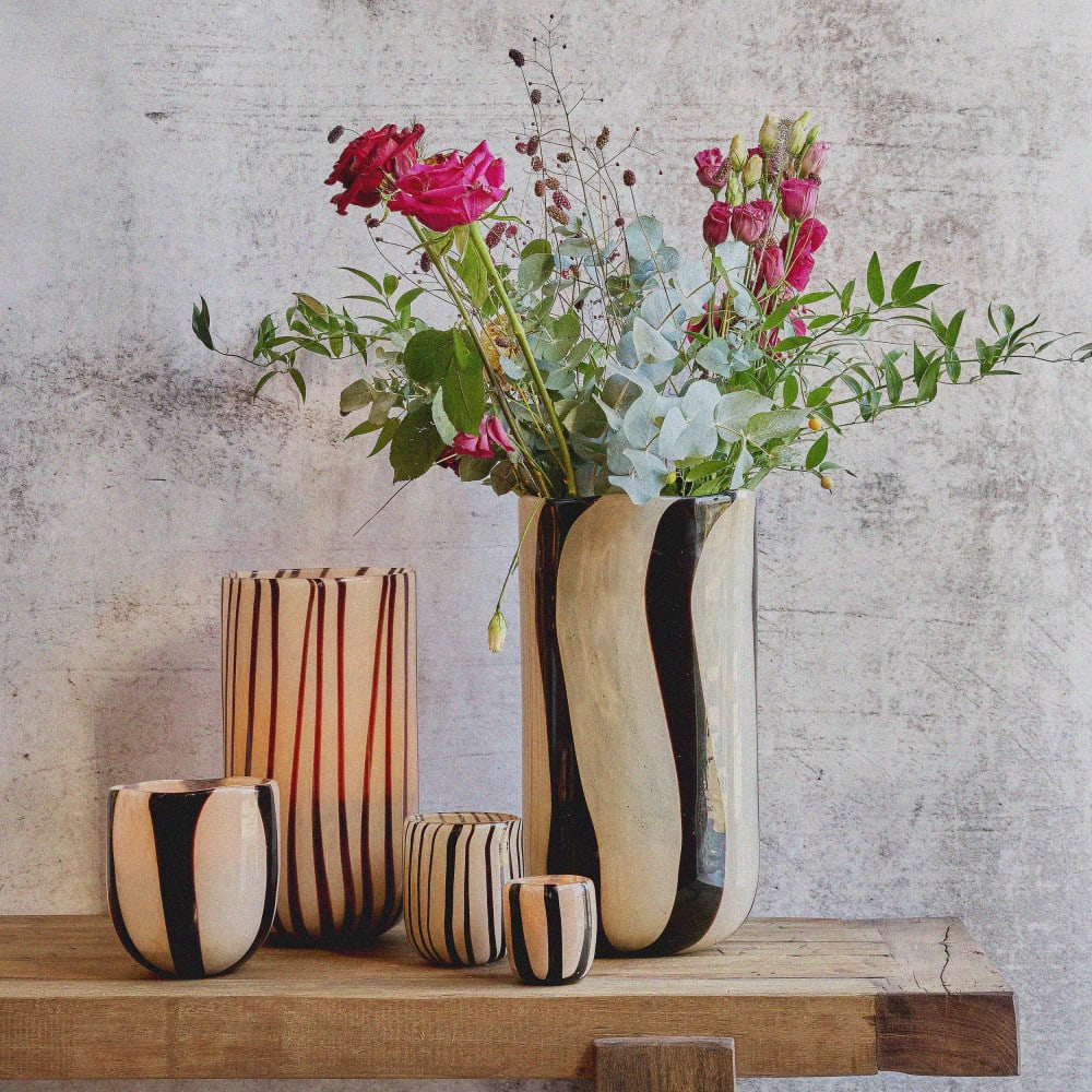 Vase en Verre Japandi Noir et Blanc Ø19cm – Cannes