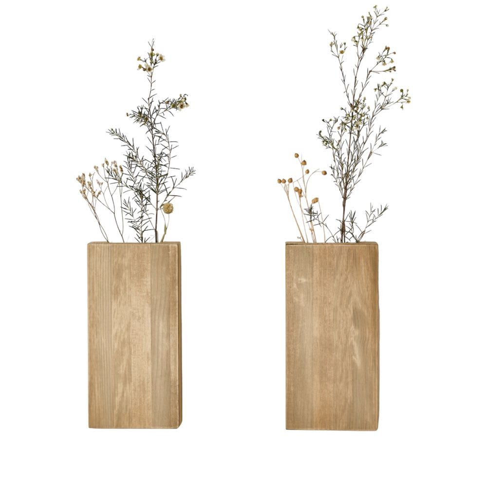 Vase mural en bois Japandi 2 unités – Koen