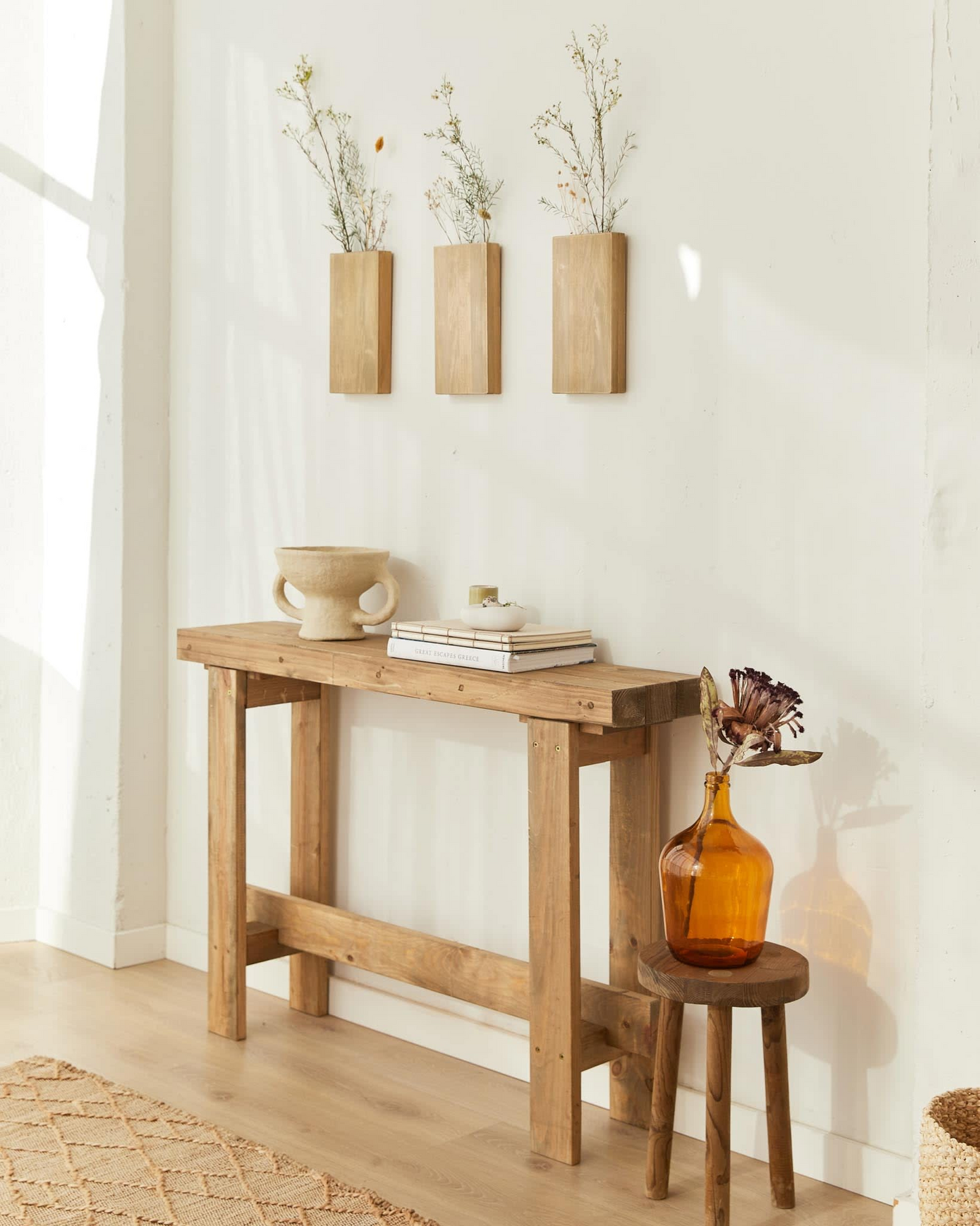 Vase mural en bois Japandi 2 unités – Koen