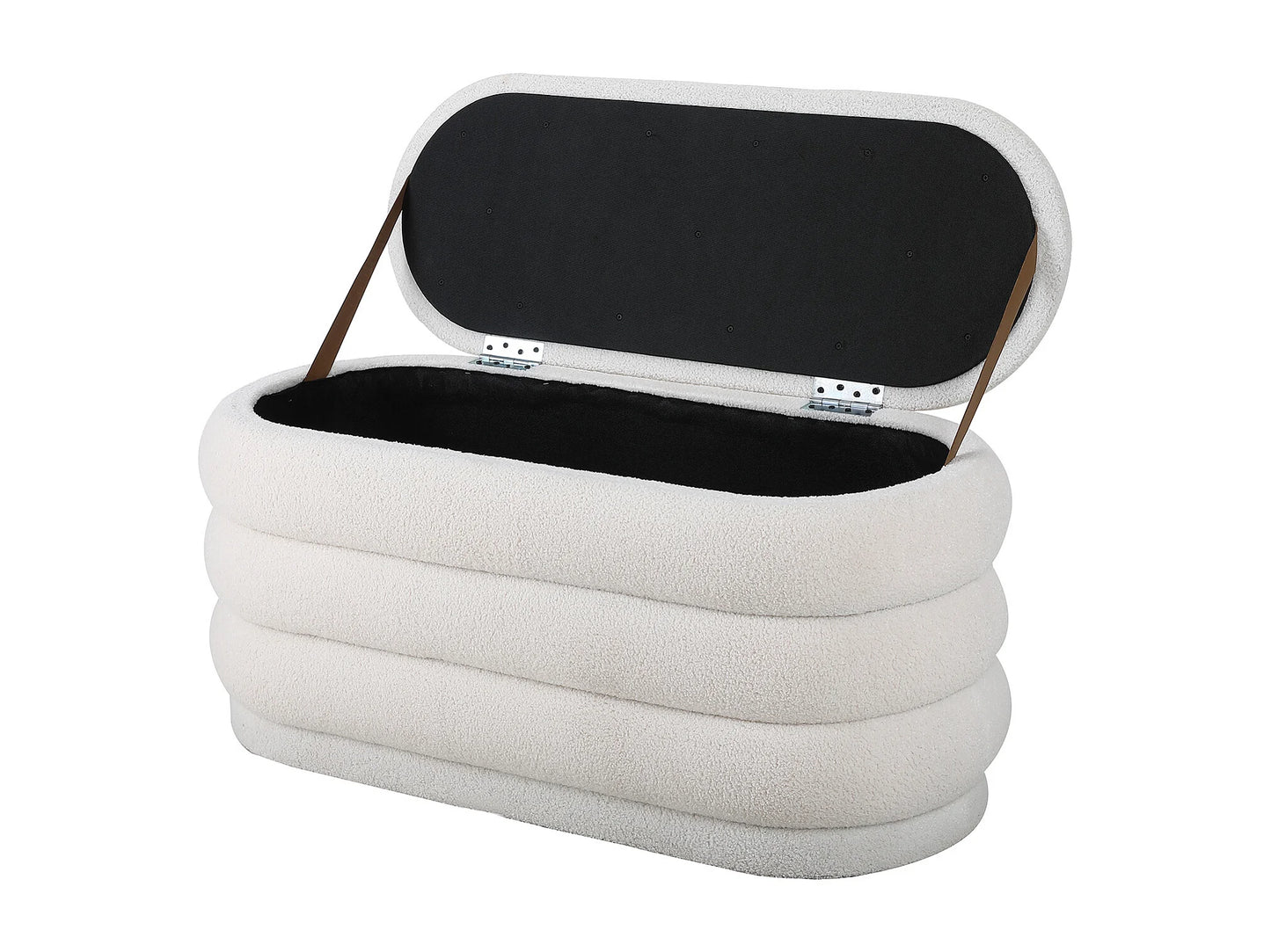 Banc Coffre Japandi Bouclette Écru - Ecambi