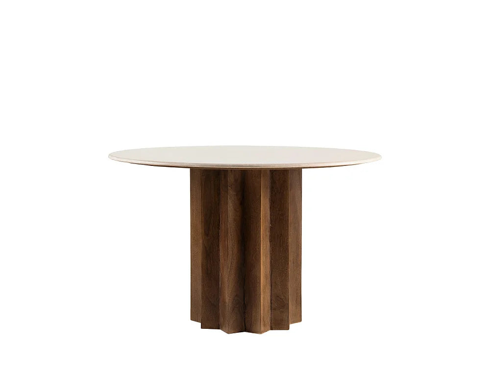 Table Ronde Japandi Marbre Bois Massif - Sorong