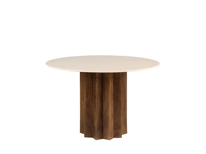 Table Ronde Japandi Marbre Bois Massif - Sorong