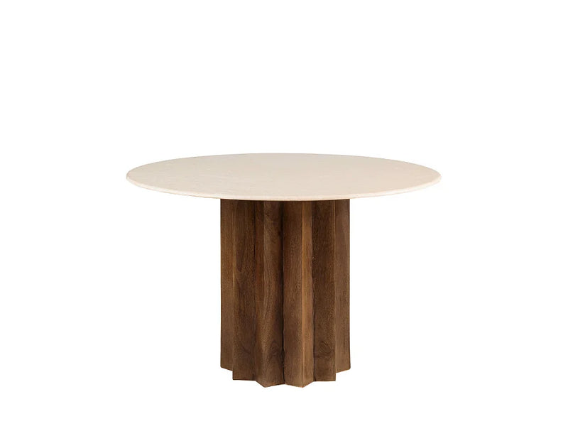 Table Ronde Japandi Marbre Bois Massif - Sorong