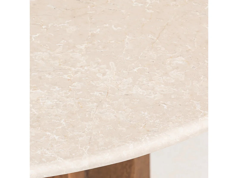 Table Ronde Japandi Marbre Bois Massif - Sorong