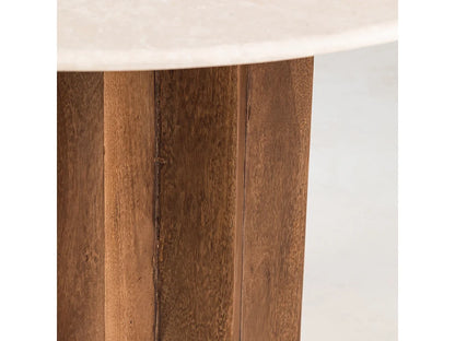 Table Ronde Japandi Marbre Bois Massif - Sorong