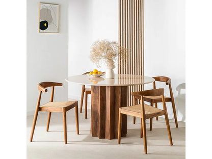 Table Ronde Japandi Marbre Bois Massif - Sorong