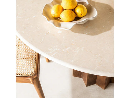Table Ronde Japandi Marbre Bois Massif - Sorong