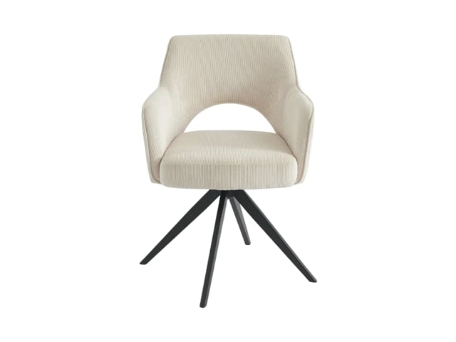 Chaise Pivotante Japandi Tissu Et Chêne Crème - Konya