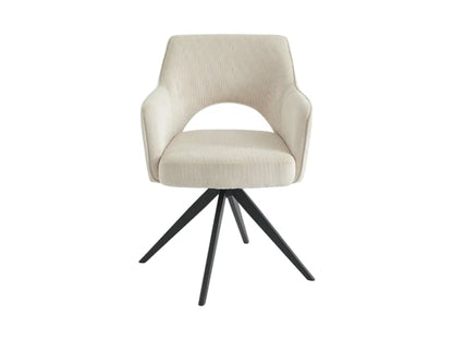 Chaise Pivotante Japandi Tissu Et Chêne Crème - Konya