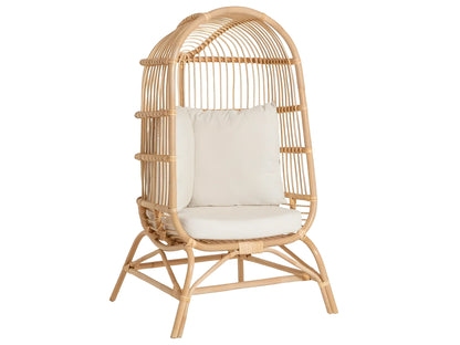Fauteuil Japandi Haut En Rotin - Rattan