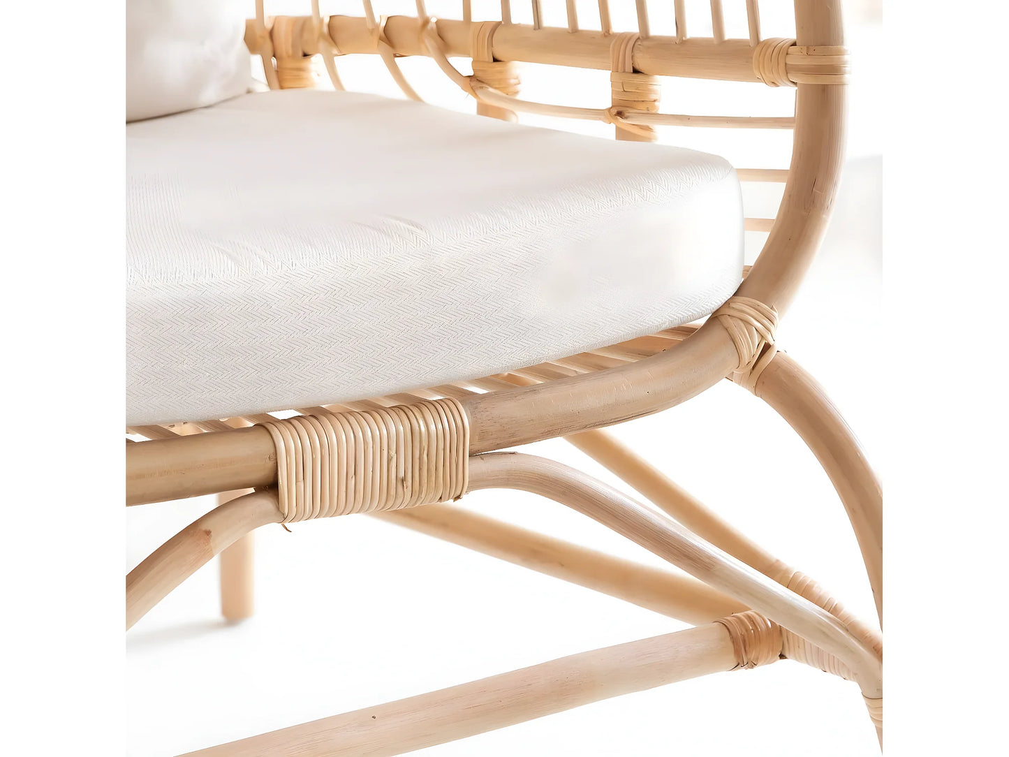 Fauteuil Japandi Haut En Rotin - Rattan