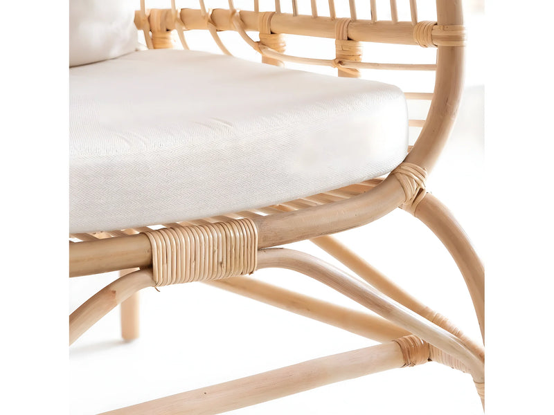 Fauteuil Japandi Haut En Rotin - Rattan