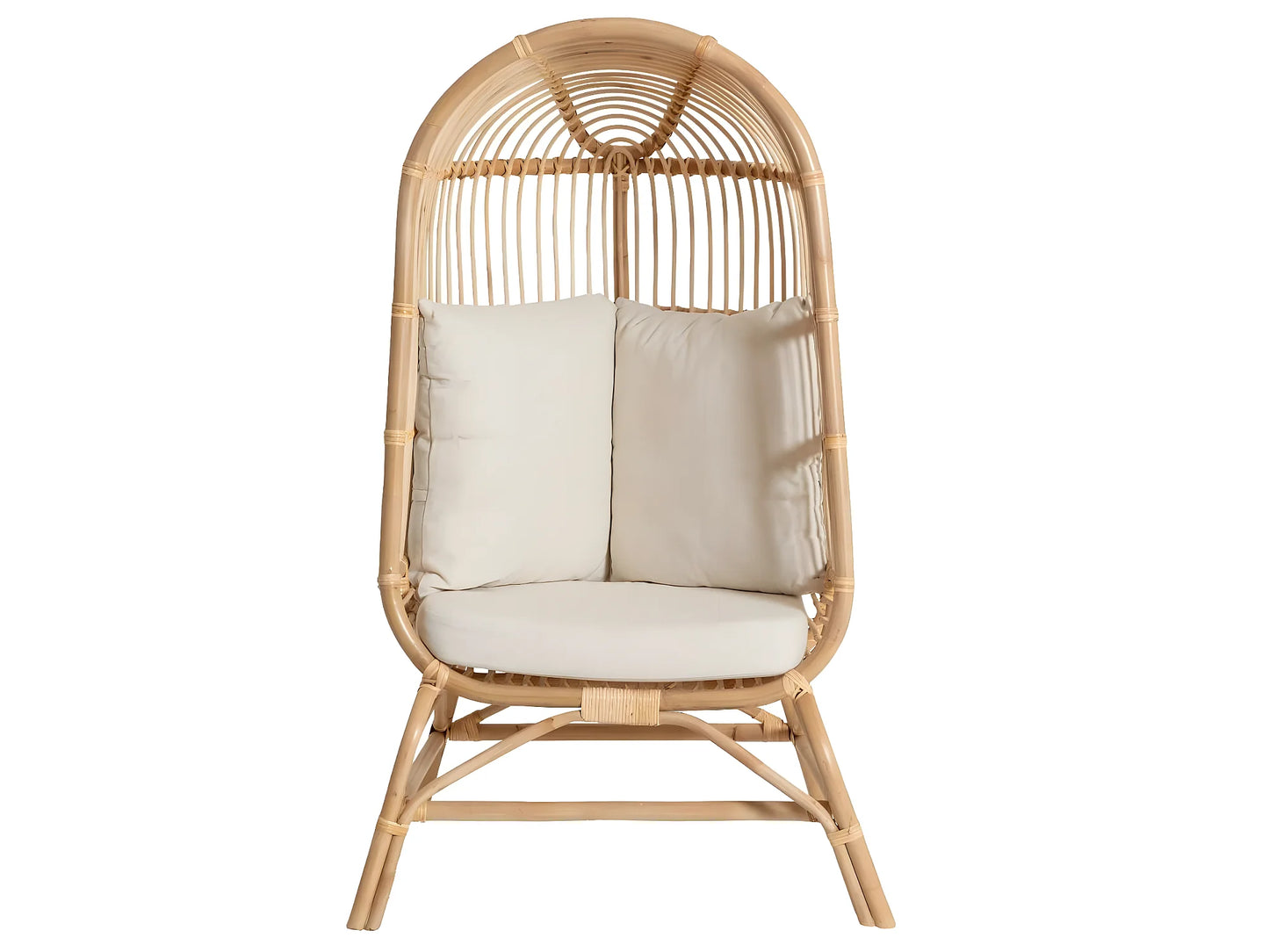 Fauteuil Japandi Haut En Rotin - Rattan