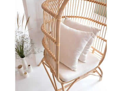 Fauteuil Japandi Haut En Rotin - Rattan