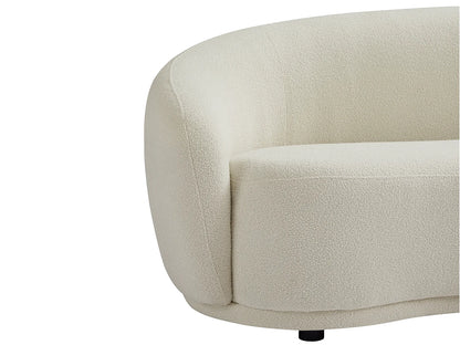 Canapé Japandi Arrondi Bouclette Beige 3 Places - Bovana