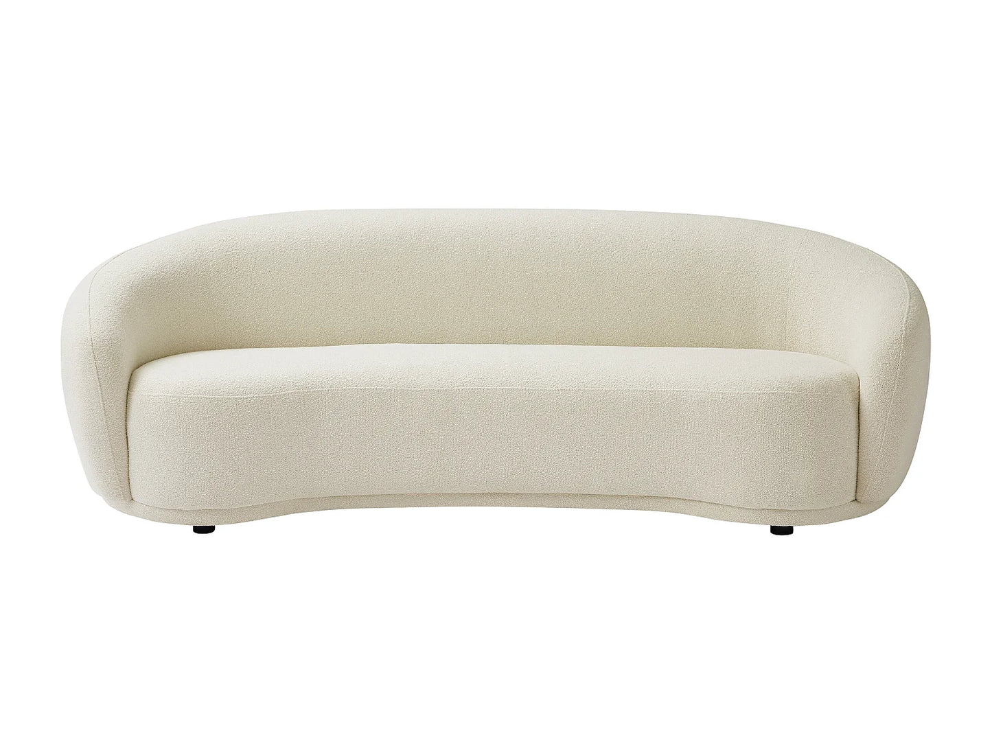 Canapé Japandi Arrondi Bouclette Beige 3 Places - Bovana