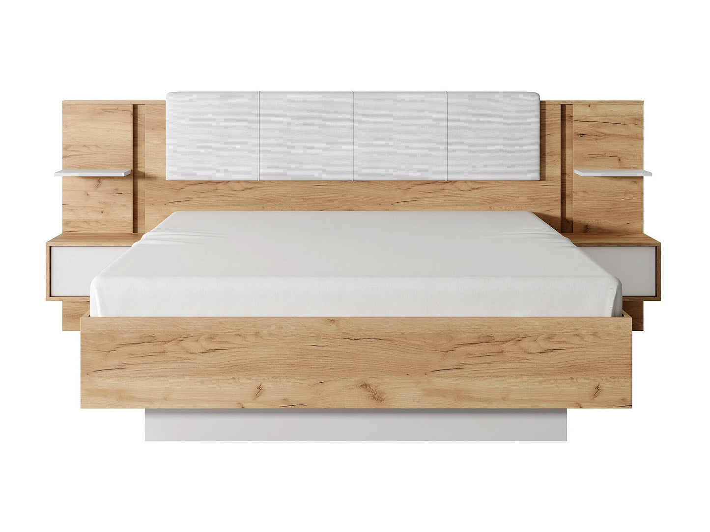 Lit Coffre Japandi Leds Naturel Blanc - Elynia