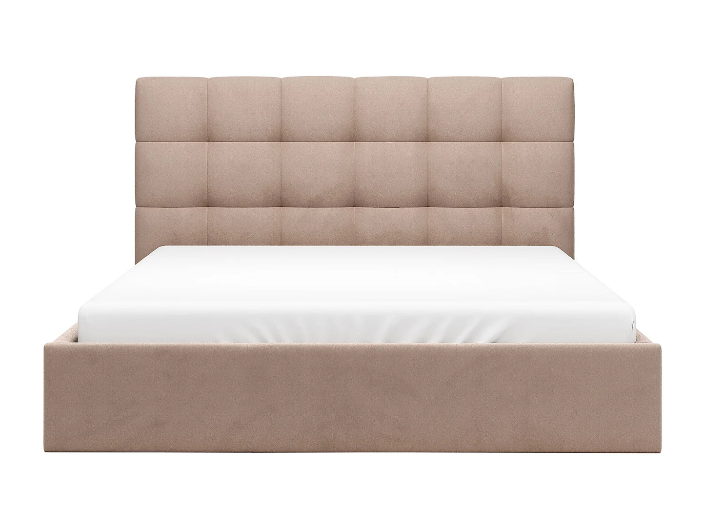 Lit Coffre Japandi Velours Beige 160x200 - Mirdal