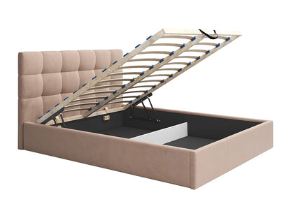 Lit Coffre Japandi Velours Beige 160x200 - Mirdal
