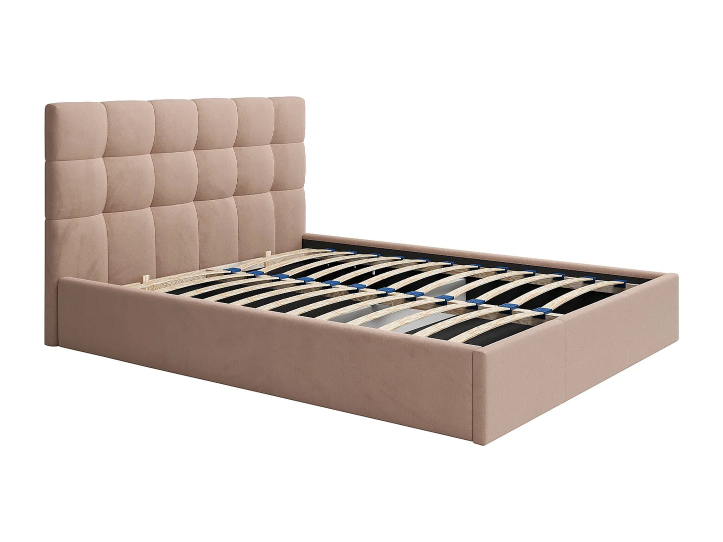 Lit Coffre Japandi Velours Beige 160x200 - Mirdal