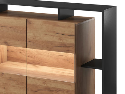 Buffet LED Japandi Naturel Et Anthracite - Idesia