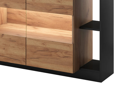 Buffet LED Japandi Naturel Et Anthracite - Idesia