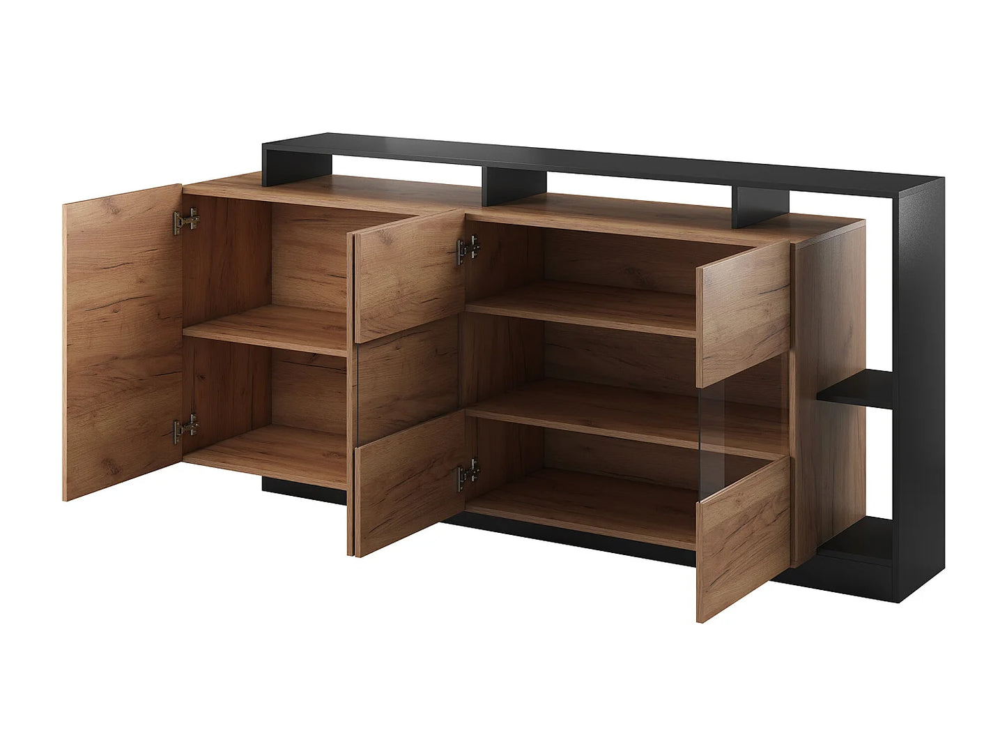 Buffet LED Japandi Naturel Et Anthracite - Idesia