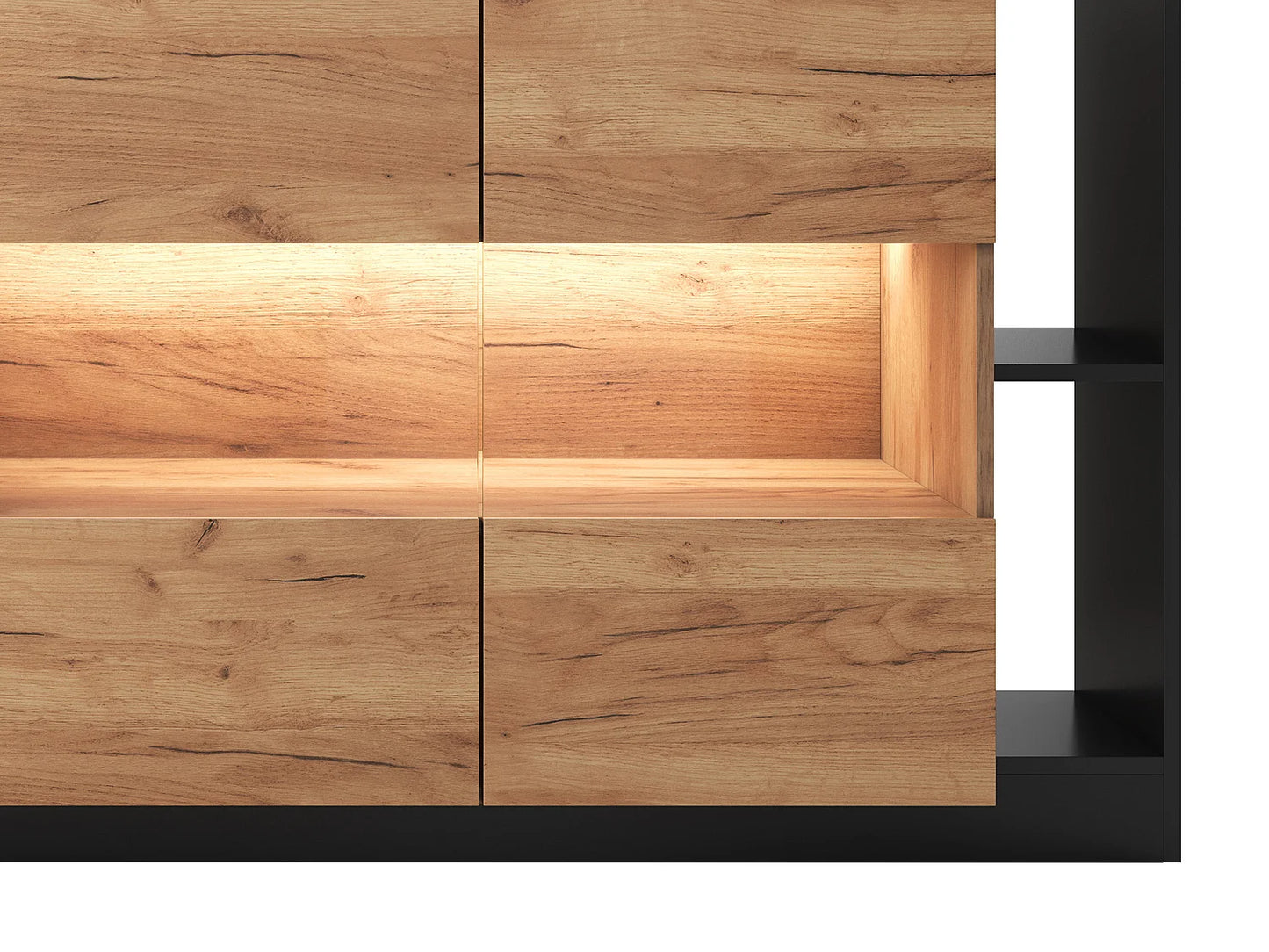 Buffet LED Japandi Naturel Et Anthracite - Idesia