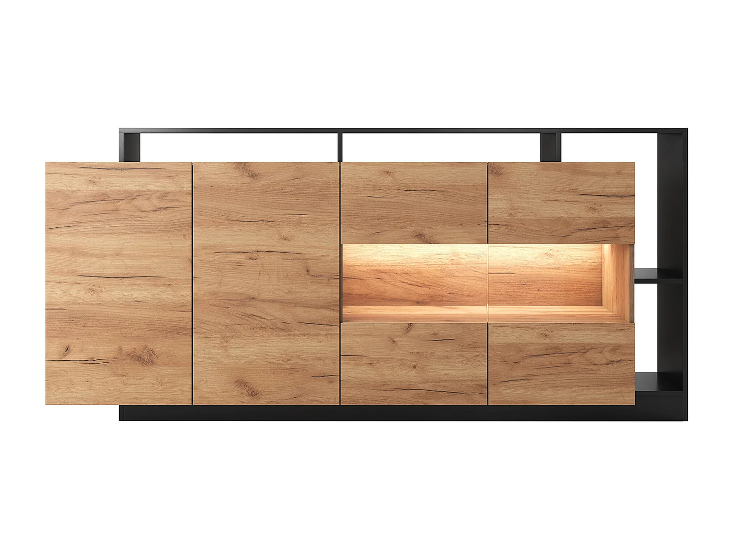 Buffet LED Japandi Naturel Et Anthracite - Idesia