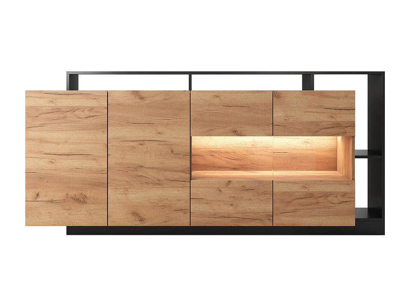 Buffet LED Japandi Naturel Et Anthracite - Idesia