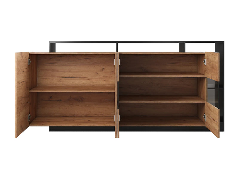 Buffet LED Japandi Naturel Et Anthracite - Idesia