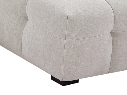 Pouf Minimaliste Japandi Tissu Chiné Beige - Dilome