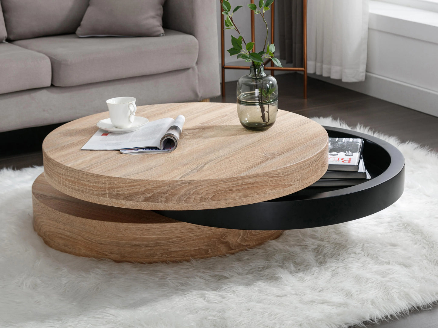 Table Basse Japandi Pivotante Ronde - Janita