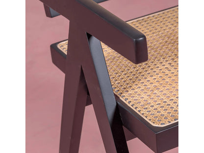 Chaise Accoudoirs Japandi Rotin Frêne Noir - Compass
