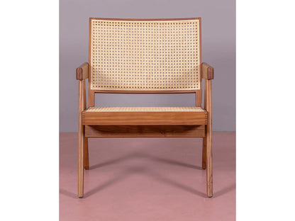 Fauteuil Japandi Teck Et Rotin Naturel - Compass